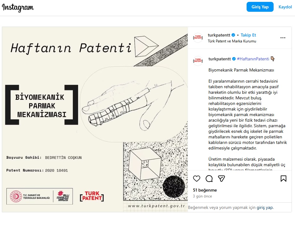 Haftanın Patenti Sivas Cumhuriyet Üniversitesi'nden! 