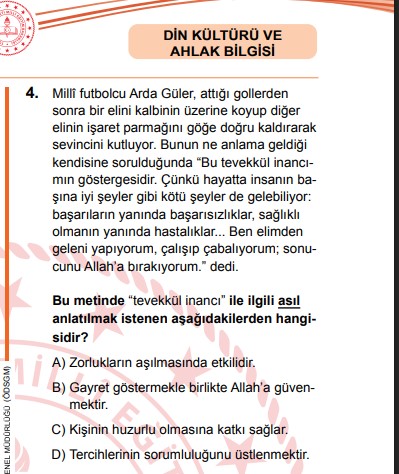 LGS sınavında Arda Güler sürprizi 