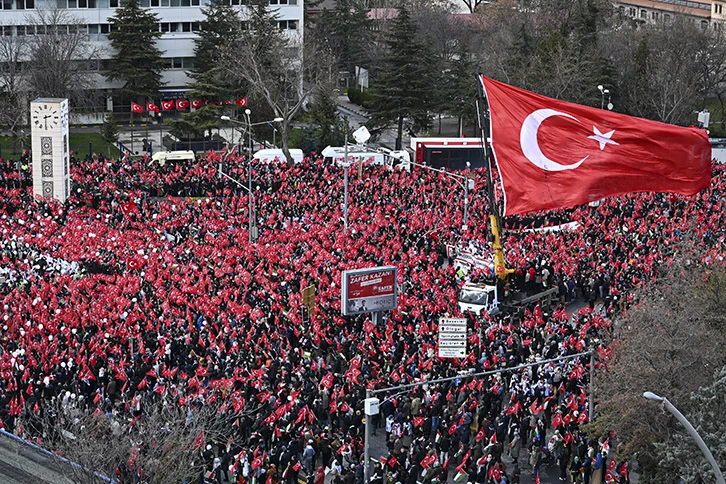 Ankara'da "Büyük Gazze Yürüyüşü ve Mitingi" Düzenlendi 