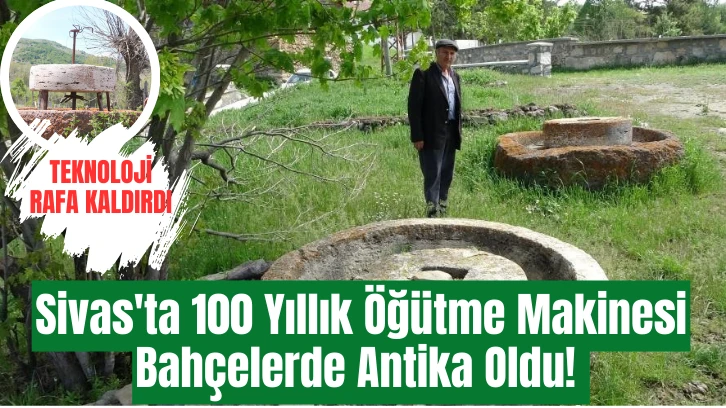 Sivas'ta 100 Yıllık Öğütme Makinesi Bahçelerde Antika Oldu! 