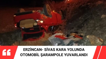 Erzincan- Sivas Kara Yolunda Otomobil Şarampole Yuvarlandı 
