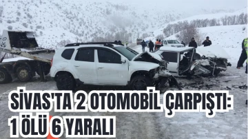 Sivas'ta 2 Otomobil Çarpıştı: 1 Ölü 6 Yaralı 