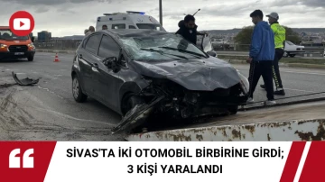 Sivas'ta İki Otomobil Birbirine Girdi; 3 Kişi Yaralandı 