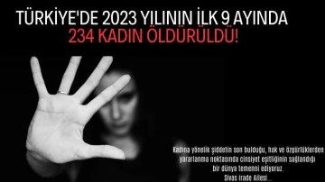 Türkiye'de 2023 Yılının İlk 9 Ayında 234 Kadın Öldürüldü!